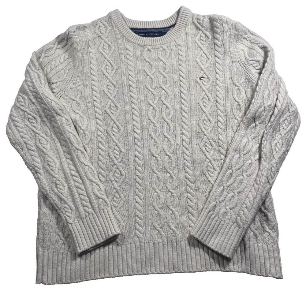Tommy Hilfiger Women's Large Cable Sweater Cream